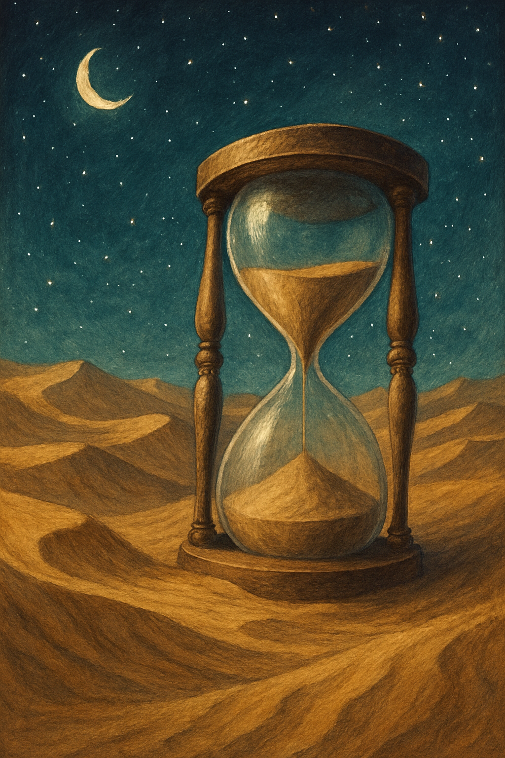 Surreal Desert with Hourglass